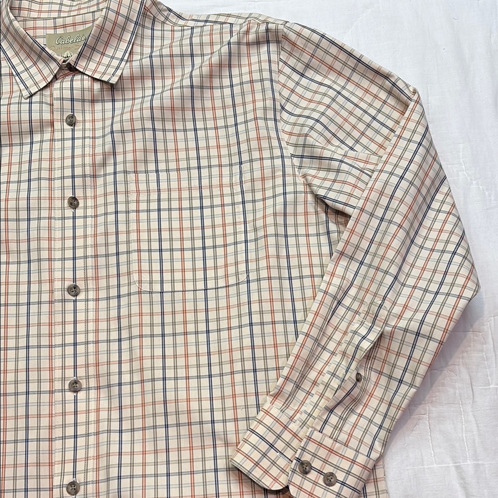 Cabela's Outfitter Series Men's Cream Plaid Long-Sleeve Button-Down Shirt - Picture 5 of 9